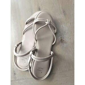 A New Day Womens Strappy Slingback Flat Sandals Beige Size 9.5 Target Solid